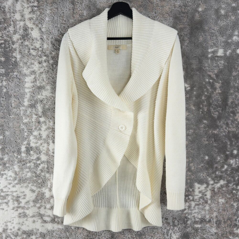 Motto Plus Size 2X Ribbed Shawl Collar Wool Blend Cardigan‎ Sweater Ivory Button